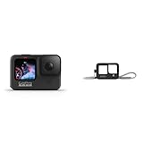 GoPro HERO9 - wasserdichte Sportkamera mit vorderem LCD-Bildschirm und hinterem Touchscreen & Hülle + Trageband Schwarz - Offizielles Zubehör, ADSST-001