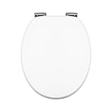 Fanmitrk WC Sitz mit Absenkautomatik Holz, Toilettendeckel aus MDF, Holzkern Toilettensitz, Klobrille Weiß