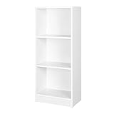 VASAGLE Bücherregal, Regal mit 3 Fächern, Standregal, mit höhenverstellbaren Ablagen, für Wohnzimmer, Kinderzimmer, Büro, 24 x 40 x 93 cm, weiß LBC103W