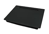 PrimoLiving Knietablett mit Tablet-Halterung - 40x30x5 cm – Tablett als Laptop-Notebook-Unterlage – Sofa oder Bett-Tablett in schwarz