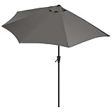 Sekey Halbrundschirm 270 cm mit Kurbel | UV 50+ Balkonschirm für Terrasse & Garten – Sonnenschirm Windfest, 100% Polyester, Inkl. Klettband
