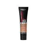 L'Oréal Paris Make up, Wasserfest und langanhaltend, Mattierende, flüssige Foundation mit hoher Deckkraft, Formel mit 4% Niacinamiden, Infaillible 32H Matte Cover, Nr. 300 Cool, 1 x 30 ml