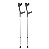 Dr. Paul Koch Krücken Paar Schwarz - Gehhilfe Aus Aluminium Mit Kunststoffgriffen - Belastung Bis zu 120kg - Verstellbar Mit Praktischem Druckknopf - 540g pro Krücke
