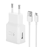 Ladegerät für Samsung Schnellladegerät USB Netzteil mit Micro USB Schnellladekabel 1.5M Kompatibel mit Samsung Galaxy S7 S7 Edge S6 S5 S4 S3 S2 Note 5/4 Xcover 4 3 2 J3 J4+ A5 A7 J5 J7 Tab (Weiß)