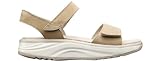 JOYA Flores Beige, Sandalen für Damen aus Nubukleder mit Klettverschluss, beige, 41