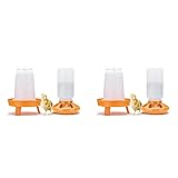 GIWFBQTR 2X Küken-Futterstation und Tränke-Set mit Füllung Von Oben, Küken-Futterstation und Tränke mit 3 Höhenverstellbaren Beinen für Küken, Orange