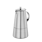 Cilio Espressokocher MODENA , Edelstahl , Für alle Herdarten geeignet , Ø 9,5 cm , Spülmaschinengeeignet , Mokka Kanne , Espressokocher 6 Tassen , Camping Kaffeekocher