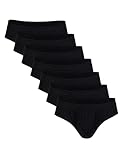 Basic Treasure 7er Pack Herren-Slips, 100% Baumwolle Herren Slip, Unterwäsche Herren Ohne Etikett, Klassische Herren Slips Unterhosen (Schwarz, L)