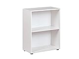 Inter Link - Bücherregal Standregal 2 Fächer Höhenverstellbare Böden Holzregal Wohnzimmer Arbeitszimmer Büro Arco 1 Masse in cm T: 30 x B: 60 x H: 75 Farbe Weiß