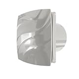 Vlano ALTO 100 TH Silver Badventilator mit Quick Fix Montagesystem, ohne Bohren,Feuchtigkeitssensor, Nachlauf, 100 mm, 95 m³/h, Silbergrau, Badlüfter Hygro und Timer, Leiser Betrieb