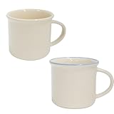 YunBey 2-teiliges Creme-Keramik Tassen-Set, Retro Henkel-Kaffeebecher, Haushalt Alltag & Café Spezialtassen