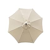 SMLJFO Replacement 8 Rib Parasol Canopy, 3 m Market Table Umbrella, UV Protection, Replacement Fabric, Beige