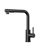 FORIOUS Wasserhahn Küche Schwarz, Küchenarmatur Ausziehbar mit Brause, Spültischarmatur Küche, L-förmiger Edelstahl Mischbatterie Armatur, Zwei Sprühfunktionen, 360° Schwenkbar
