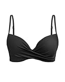 Aqua Eve Damen-Bikinioberteil mit Bügel – 2025 Push-Up-Badeoberteil, gepolsterter BH, Schwarz, Medium