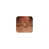 ZHESHY Gold Silber 925 Kette Damen 14K Vergoldete Chain Halskette Silberkette 925 Ohne Anhänger Glitzernde Schlangenkette Singapurkette Ankerkette Perlen Verstellbare Choker Goldkette Schmuck Frauen