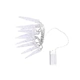 ERINGOGO Eiszapfen Lichterkette Warmweiß Gardinen und Dekorationslicht Batteriebetrieben Silberner Kupferdraht Wetterfest für Innen und Außen Weihnachts und Partybeleuchtung