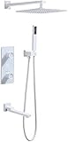 Dusch Thermostatische Mischer Concea Duschmischer Set Quadratregen Dusche, Dusche für Wasserhähnen auf Bad schwarz, weiß weiß LWX