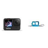 GoPro HERO9 - wasserdichte Sportkamera mit vorderem LCD-Bildschirm und hinterem Touchscreen & Hülle + Trageband für HERO8 Black - Bluebird Blau