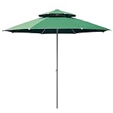 2-Stöckiger Sonnenschirm, 230cm Terrassenschirm Gartenschirm Windfest, Balkonschirm Marktschirm(Green)