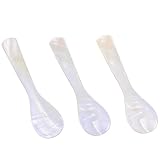 HJZHII 3 Stück Kaviarlöffel, Perlmutt Muschel Löffel mit Hand Craft Round Handle für Eiscreme, Eier, Kaffee, Salz, Zucker, Kuchen, Restaurantservice, 3,54 Zoll