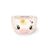 Legami - Steingut Müslitasse Guten Morgen Thema Unicorn, Frühstücksbecher, Mikrowellengeeignet, Spülmaschinenfest, Fassungsvermögen bis zu 400 ml, 12 x 9 cm, Rosa