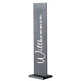 Dekoaufsteller Willkommensschild Metall Willkommen Säule Haustürdeko Eingangsdeko schwarz 77 cm Metalldeko Gartendeko Haustür Aufsteller Standschild Hochzeit Terasse Wohnung