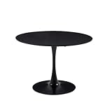 JZGORC Moderner Runder Esstisch, 110 cm Runder Esstisch, Geeignet für 4–6 Personen, Geeignet für Wohnzimmer, Esszimmer, Küche, Café – Schwarz