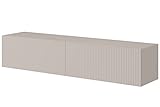 Selsey TV Schrank Board Sideboard Fernsehtisch Fernsehschrank 140 cm Hängend Gefräste Front Graubeige Veldio