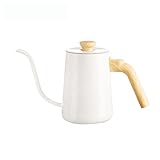 JINGYAN Kaffeekannen 650 ml manuelle umgedrehte Kaffeekanne aus Edelstahl Schwanenhals-Kaffeekanne(White)