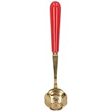 Blumenförmiger Teelöffel aus Edelstahl, elegantes Rosendesign, Dessertlöffel für Eis, Kaffee, Kuchen, vergoldetes, langlebiges Geschirr, 13 cm Länge (Roter Griff)