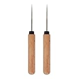 kowaku 2-teiliges Ledernähwerkzeug, Ahle mit Holzgriff, Handnähnadel mit Holzgriff zur Reparatur