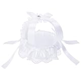 TiaoBug Kinder Mädchen Spitzen Körbe für Blumenkinder Blumenblätter Aufbewahrungskorb mit Henkel Schleife Elegant Tasche zum Blumenmädchenkleid Typ B One Size