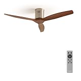 CREATE / WINDCALM M/Deckenventilator ABS Nickel Dunkelholzflügel-Optik mit Fernbedienung / 40W, Leise, Ø132cm, Timer von 1 bis 4 Std., DC-Motor, Sommer-Winterbetrieb