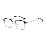 ZDDOUS Lesebrille für Frauen Männer, Half Frame Retro Semi Rimless Blue Light Blocking Readers, Clear Lens Anti Eyestrain (schwarz,3.5)
