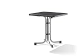 Sieger 231/A Boulevard-Klapptisch mit mecalit-Pro-Platte 70 x 70 cm, Stahlrohrgestell graphit, Tischplatte Schieferdekor anthrazit