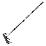 Byuexhp Unkrautwerkzeug mit langem Griff – Rechen für Unkraut Eisen robust langer Griff | Ergonomische Teleskoplänge zum Entfernen und Lockern von Boden, Garten, Rasen
