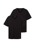 TOM TAILOR Herren 1037738 Doppelpack T-Shirt mit V-Ausschnitt aus Baumwolle, 29999-Black, XXXL (2er Pack)