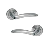 Türgriff-Set aus Aluminium, Nickel satiniert, erhältlich in runden Rosetten, 50 mm, Vierkantschaft mit 8 mm Griff, Griff 120 mm lang