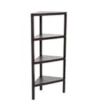 TATAY Eck-Badregal mit 4 Ebenen | Feuchtigkeitsresistent | Inklusive Schrauben & Quick Fix kompatibel | Für Innen- & Außenbereiche | Belastbar bis 32 kg – Modell Lombok – Braun