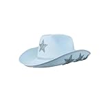 Luoyiyuan Leichter Sternhut für Damen und Herren, atmungsaktiv, mit Krempe, Western-Filzkappe, lässiger Ha