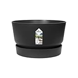 elho Greenville Schale 33 - Blumentopf für Außen - 100% recyceltem Plastik - Ø 32.5 x H 19.4 cm - Schwarz/Living Schwarz