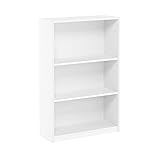 Furinno JAYA Simple Home Bücherregal mit 3 Ebenen, verstellbarem Regal, Weiß