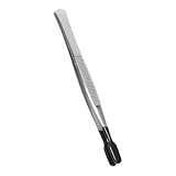 SEWACC Pinzette mit Gummispitze Edelstahlpinzette für Labor Hobby und Flache Spitze Handgefertigt Vielseitig Einsetzbar Komfortabler Griff Silberfarben