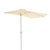 Nexos Sonnenschirm Champagner halbrund Ø 2,70 x 1,40m Wandschirm Balkon-Schirm mit Kurbel Polyester 160 g/m² Sonnenschutz