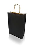 h-Green Papiertragetaschen 220x330x100 mm (25 Stück), tragbare Papiertüten mit 7kg Tragfähigkeit, recycelbare Geschenktüten aus 100% FSC® zertifiziertem Recycling-Kraftpapier, 90g/m², schwarz