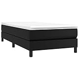 vidaXL Boxspringbettgestell, Polsterbett Bett für Schlafzimmer, Bettrahmen mit Lattenrost, Kunstlederbett Einzelbett, Schwarz 80x200cm Kunstleder