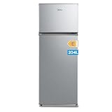 Comfee RCT284DS2 Kühl-/Gefrierkombination/Gefrierteil oben/176 kWh/Jahr/143cm Höhe/LED Licht/Reversibles Türscharnier/Silber