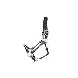 German Riding Stilvolles Lederhalfter „Tessa“ – elegant geflochten, komfortabel gepolstert, braun (Pony)