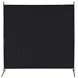 REDCAMP Raumteiler Freistehend Trennwand 1 Teilig, 176x180 cm Tragbare Paravent klappbar Sichtschutz, Stoff Raumtrenner innen Outdoor für Schlafzimmer Wohnzimmer Büro Garten Balkon Terrasse, Schwarz