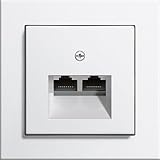 Gira E2 mit Rutenbeck UAE-Anschlussdose Set 1fach UAE 8 (8) Cat.6a, 1fach Rahmen + Abdeckung reinweiß MATT